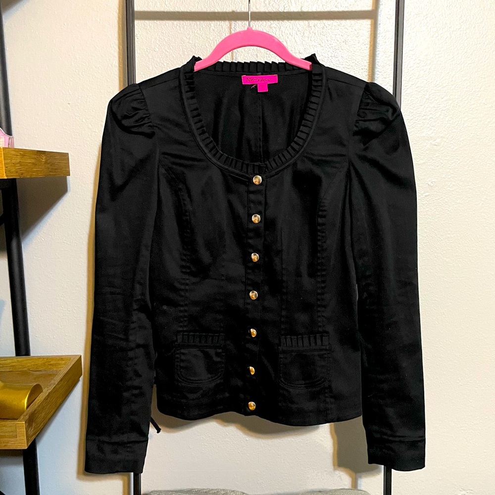Betsey Johnson black blazer with corset ties